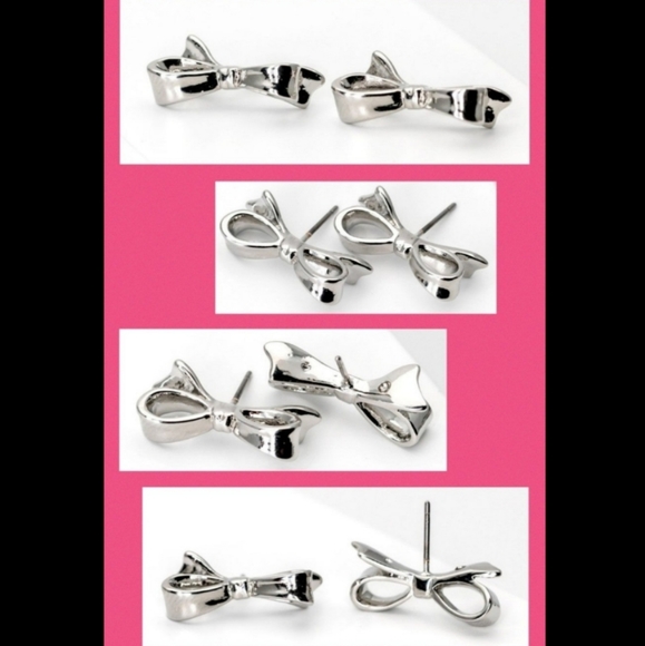 ♤ Kate Spade Silver Bow Love ♡ Notes Earrings ♤ - Picture 5 of 7